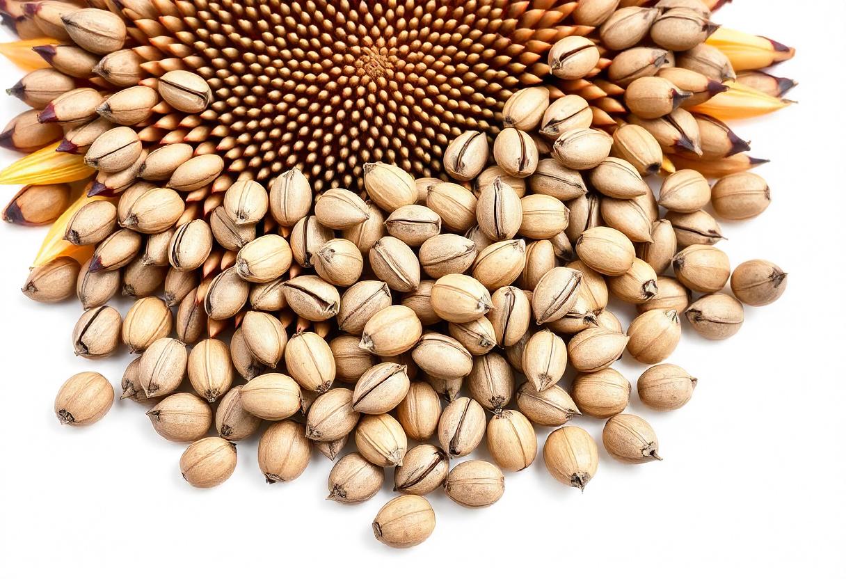 Raw Sunflower Seeds Isolated on White for Healthy Snacking